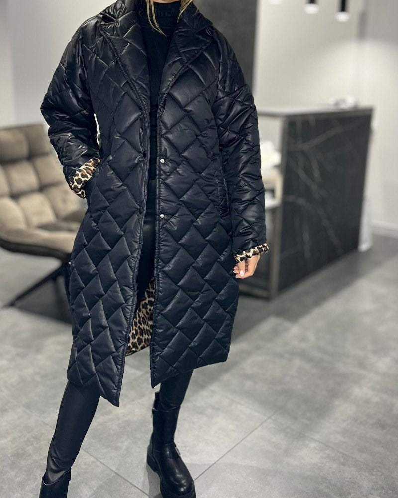 DIASY - MANTEAU MI-LONG DÉCONTRACTÉ EN COTON AVEC REVERS