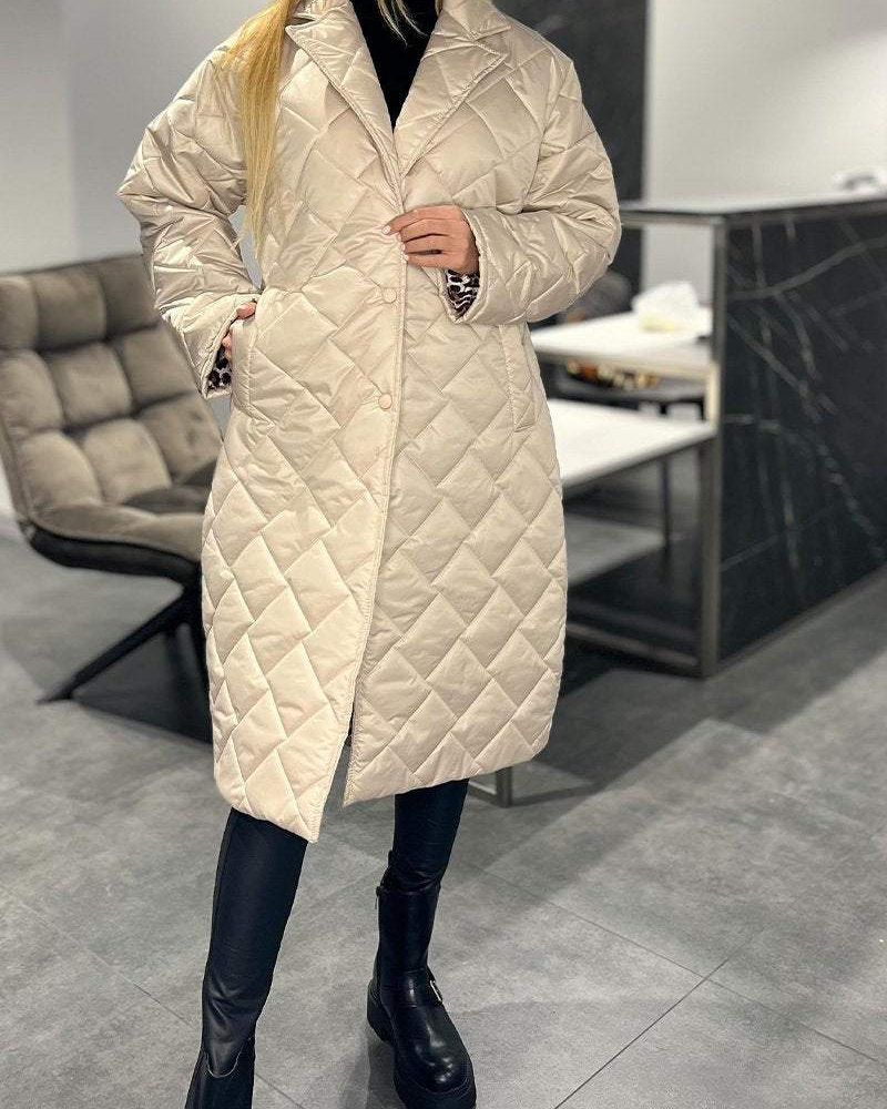 DIASY - MANTEAU MI-LONG DÉCONTRACTÉ EN COTON AVEC REVERS