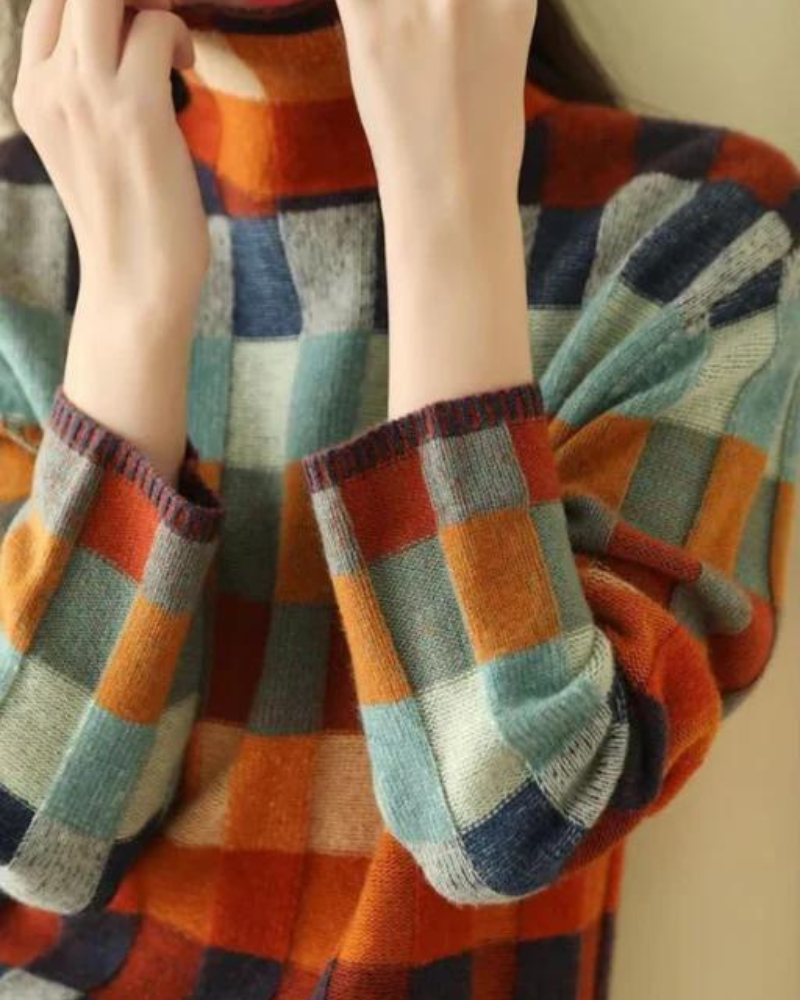 MADI - COL ROULÉ PATCHWORK EN CACHEMIRE LUXE
