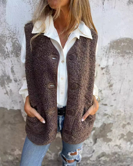DANELA - GILET D'HIVER EN LAINE DOUCE POUR FEMME