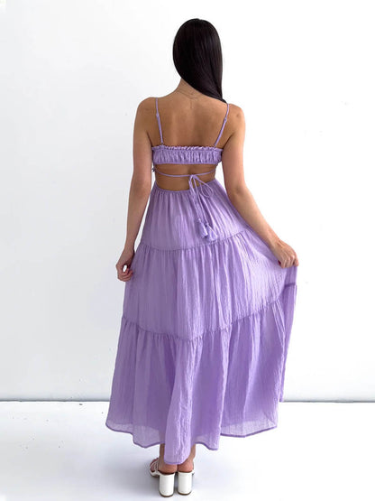 Robe champêtre Adeline : coupe élégante, bretelles fines, 7 couleurs. Idéale pour mariage champêtre, baptême, garden party. Livraison France, Belgique, Suisse. Elleparisienne.com