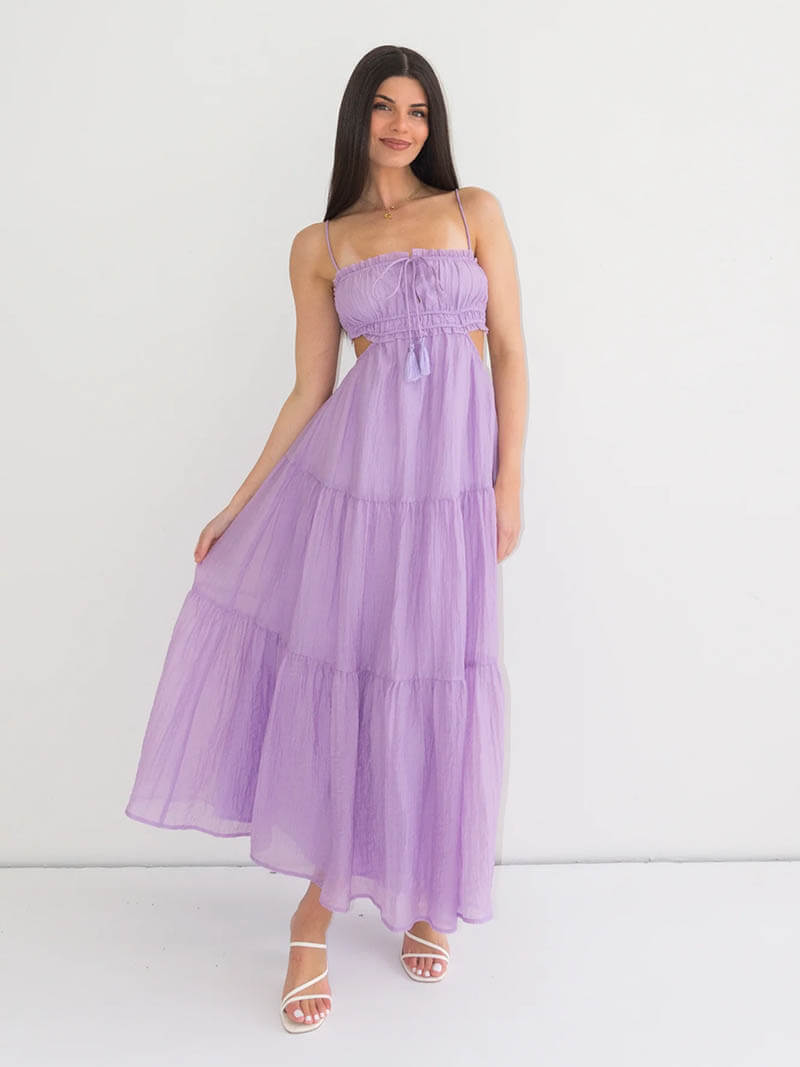 Robe champêtre Adeline : coupe élégante, bretelles fines, 7 couleurs. Idéale pour mariage champêtre, baptême, garden party. Livraison France, Belgique, Suisse.