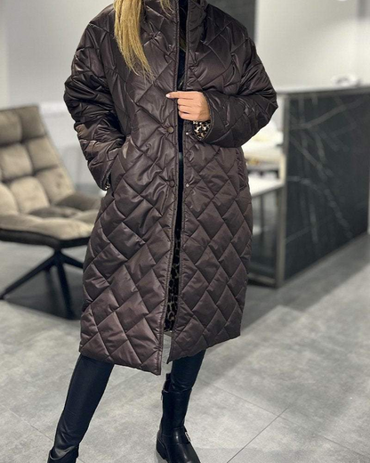 DIASY - MANTEAU MI-LONG DÉCONTRACTÉ EN COTON AVEC REVERS