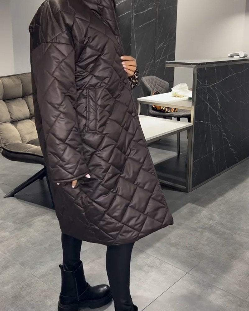 DIASY - MANTEAU MI-LONG DÉCONTRACTÉ EN COTON AVEC REVERS